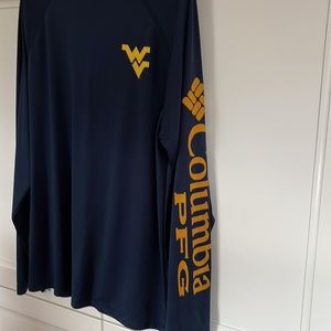 WVU COLUMBIA PFG Long Sleeve Performance Fishing Gear Tee ~ Navy Blue.